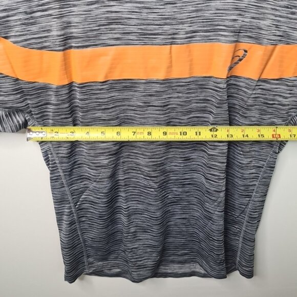 Asics Men’s Performance T-Shirt Gray Stripe Orange Panel Athletic Top Size L - Picture 6 of 7